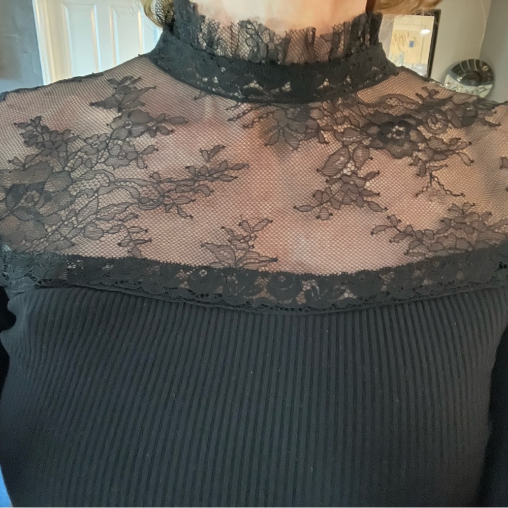 Sandro Black Lace Top
